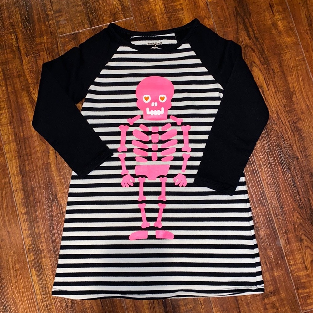 Halloween girls dress with pink skeleton